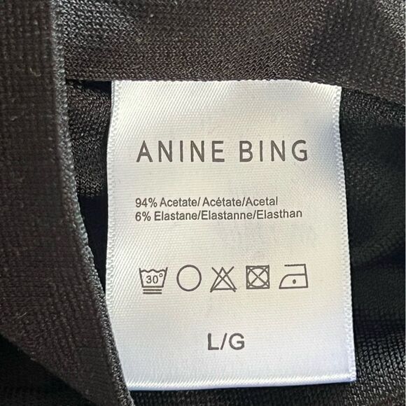 Anine Bing Alaia Ruched Mini Dress Black Large NEW MSRP $349 - Picture 8 of 9